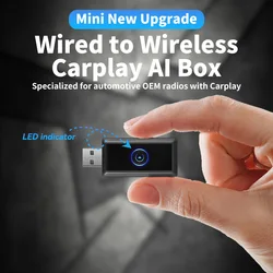 Mini upgraded Apple CarPlay wireless adapter for converting OEM wired carplay to wireless CarPlay in-car USB Plug & Play player