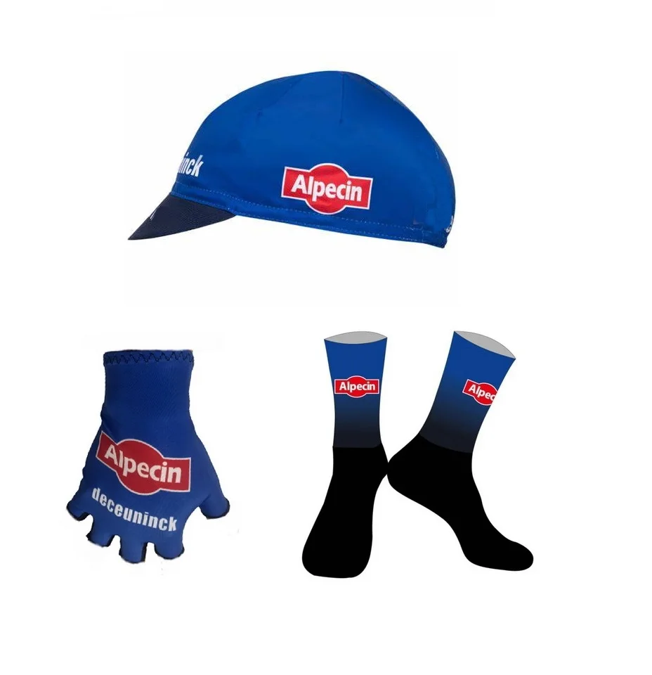 

2024 ALPECIN DECEUNINCK Team BLUE One Pair Half Finger Cycling Gloves + ONE PAIR CYCLING SOCKS + CAPS