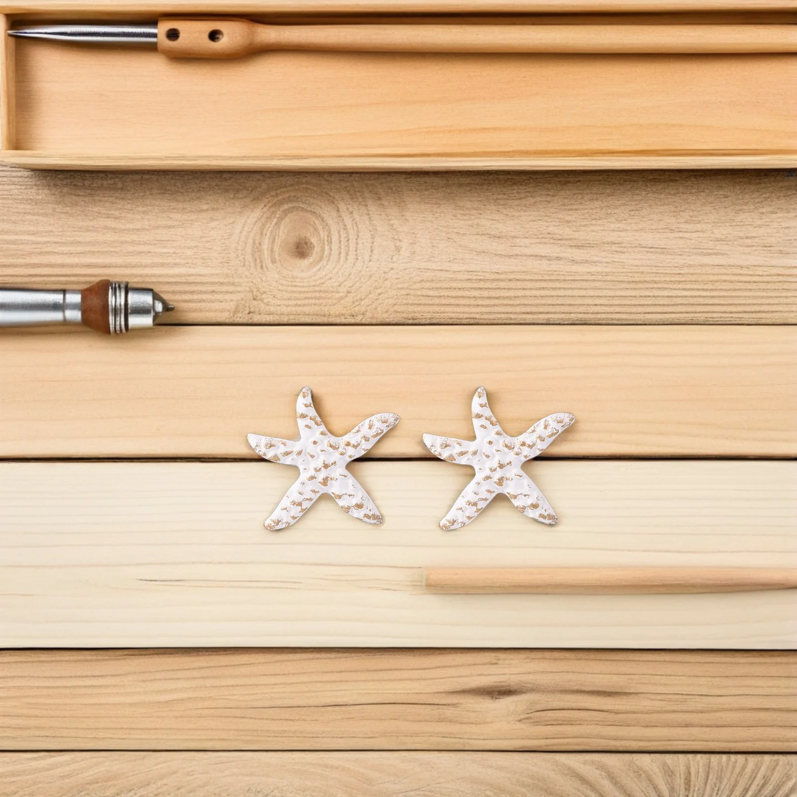 

2Pcs Sea Star Knobs Iron Drawer Pulls Stylish Ocean Theme Wardrobe Pulls Durable Practical Home Decor Sea Star Knobs