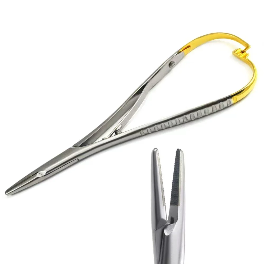 Medical and Dental Mathieu Needle Holder, Stainless Steel with Tungsten Carbide Needle Holder or Tweezers.