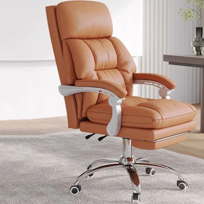 

Faux Leather Support Office Chair Modern Simple Designer Ergonomic Chair Mobile Comfy Rolling Silla De Oficina Office Furniture