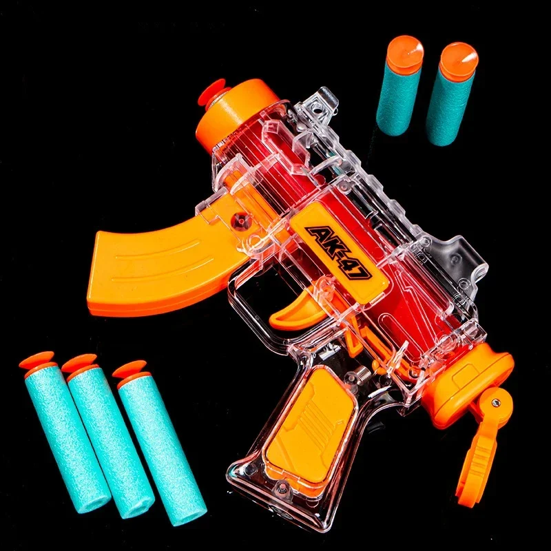 Manual Firing AK47 Pistol Fake Gun EVA Soft Bullets Boys Indoor Outdoor Shooting Games Party Toys Kids Birthday Christmas Gifts