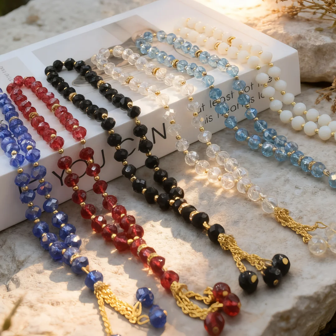 33 pieces of 10-centimeter crystal glass prayer beads, transparent smooth round portable hand-held beads, gift ornaments