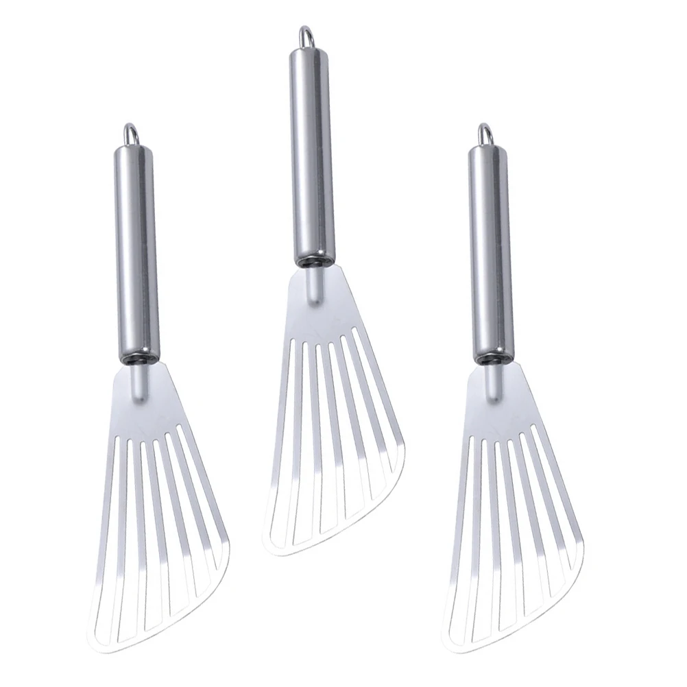 

3Pcs StainlessSteel Spatulas Slotted Turners for Cooking Fry Fish Steak Kitchen Utensils Practical Tools Silver Metal