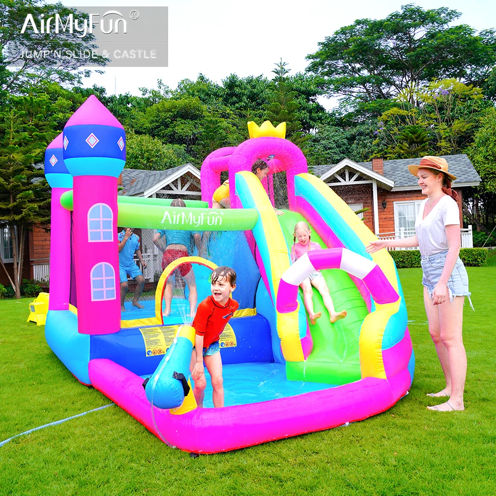 

Airmyfun New Summer Outdoor Child High Quality Water Slide Castle Jumping Castle Inflatable Bounce House For Kids