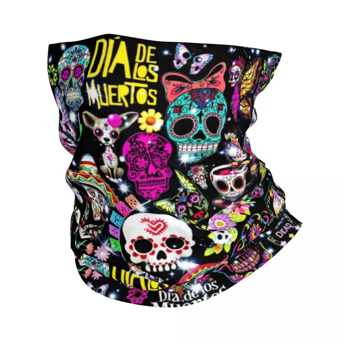 Horror Mexican Day Of The Dead Sugar Skull Bandana Neck Warmer Women Men Winter Ski Hiking Scarf Gaiter Halloween Face Cover