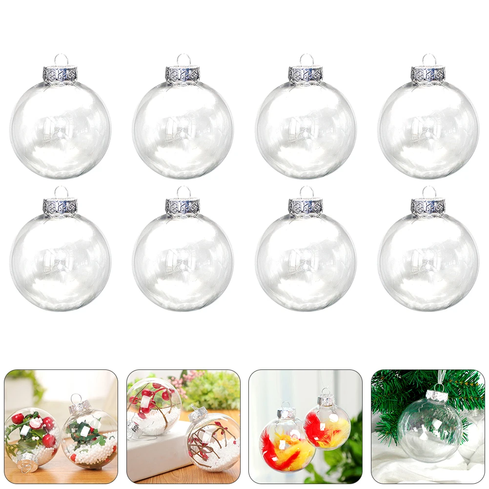 

9pcs 8cm Christmas Decor Ball Plastic Transparent Hanging nament Festival Party DIY Decoration Holiday Round Pendant