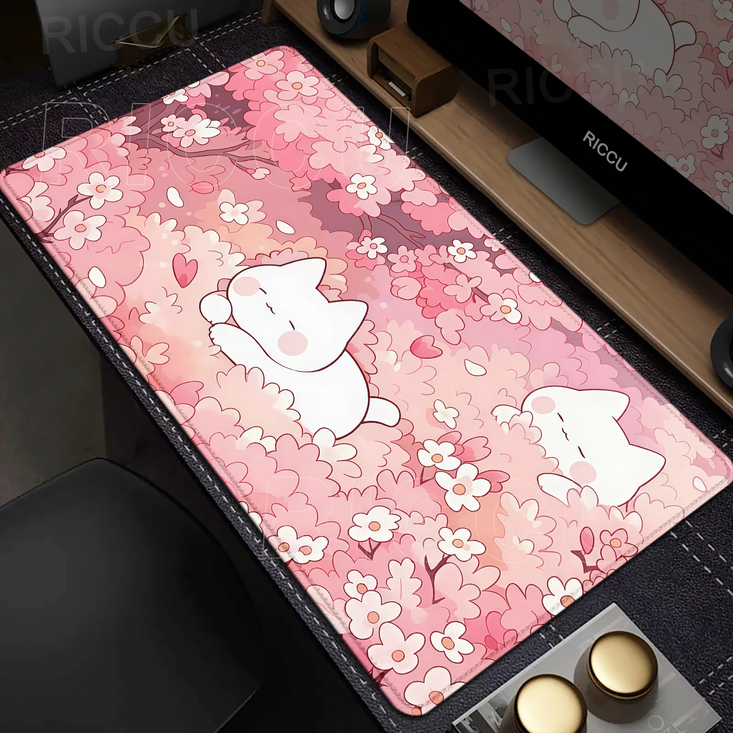 

Anime Xxl Pink Flower Mouse Pad Gaming Accessories Cartoon Cat Keyboard Mousepad Gamer Desk Mat Cute Office Pc Cabinet Tablepad