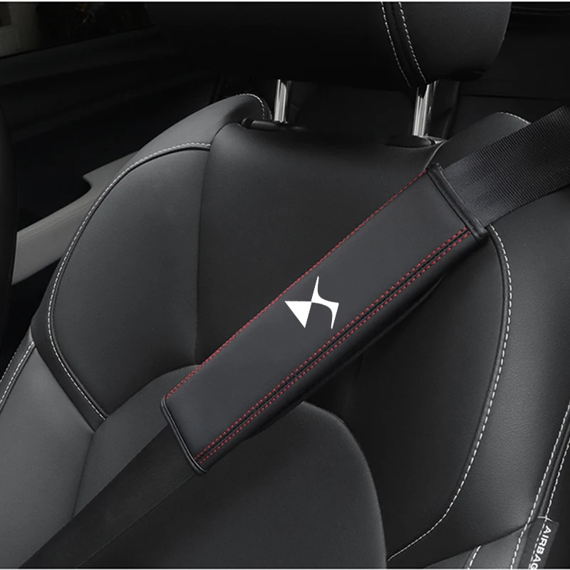 2Pcs Leather Car Safety Belt Shoulder Cover Pads For DS SPIRIT DS3 DS4 DS4S DS5 5LS DS6 DS7 Auto Car Accessories