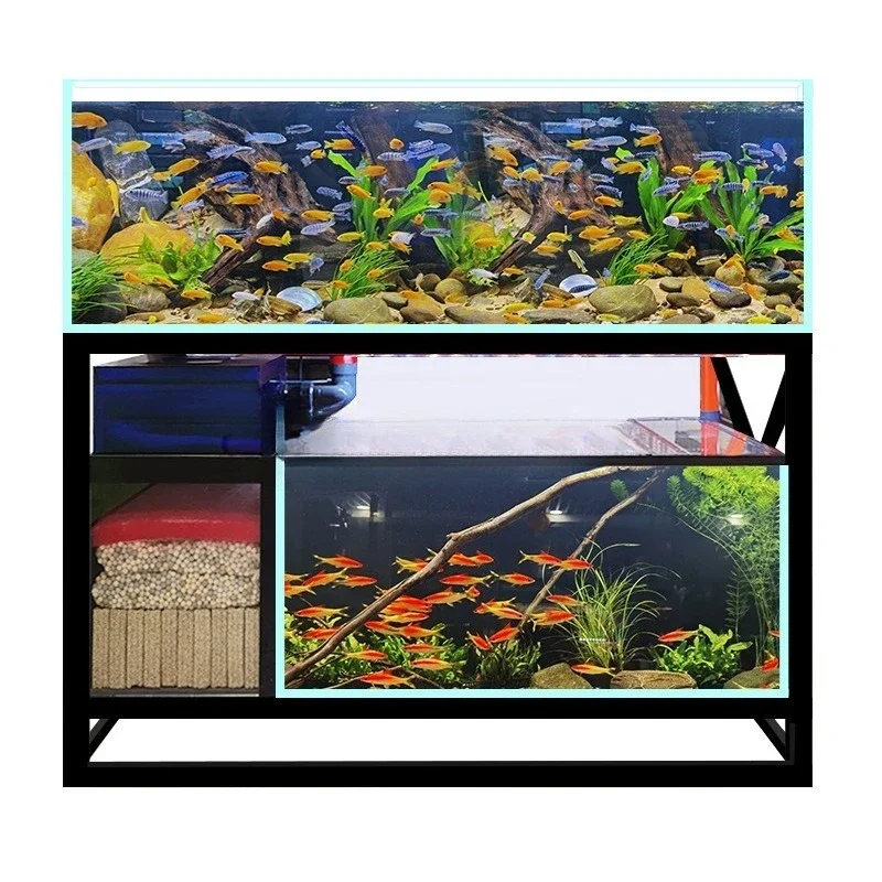 

Upper and lower double-layer fish tank, fish tank, large living room household industrial wind, stream tank bottom filter set