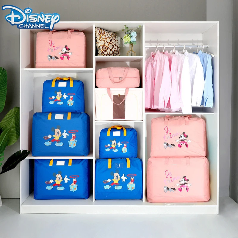 Disney Mickey Minnie Mouse niebieskie duże torby torba kołdra jesień Cartoon śliczne ubrania organizator meble Party prezenty szafa organizator