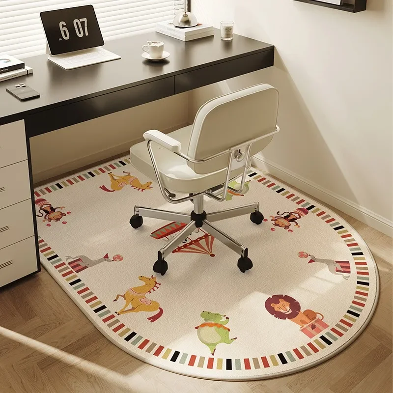 Living Room Carpet Cartoon Plaid Desk Study Reading Area Rug Bedroom Swivel Chair Computer Chair Round Floor Mats Alfombra 양탄자