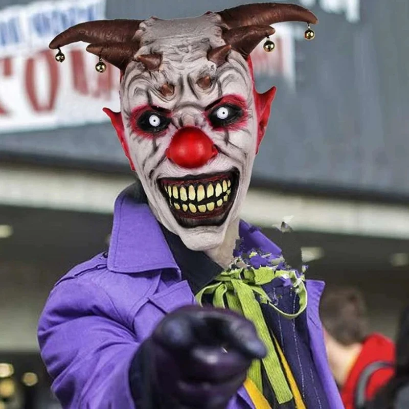 

Scary Latex Clown Masks for Adults Horror Mask Spooky Halloween Decorations Costume Mask Role Playing Stage Props
