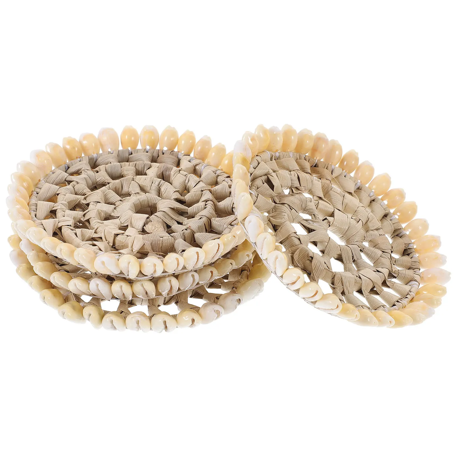 

4Pcs Shell Ocean Heat Insulation Cup Mats Decorative Coasters Beach Style Mug Holders Home Use Coasters