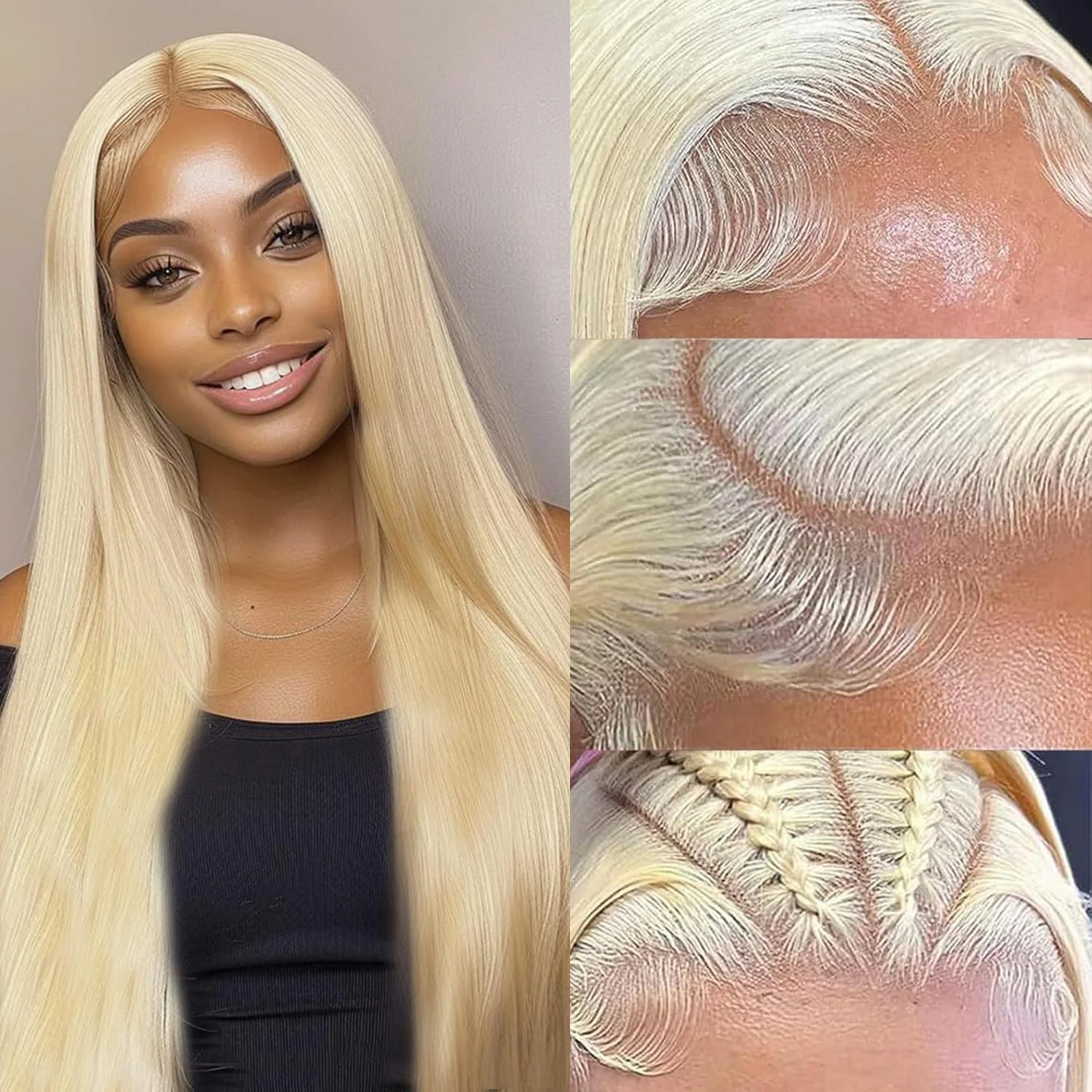 

613 13x6 Lace Front Wig Human Hair Blonde Straight Wigs Human Hair Pre Plucked 613 HD Lace Frontal Wigs For Women With Baby Hair