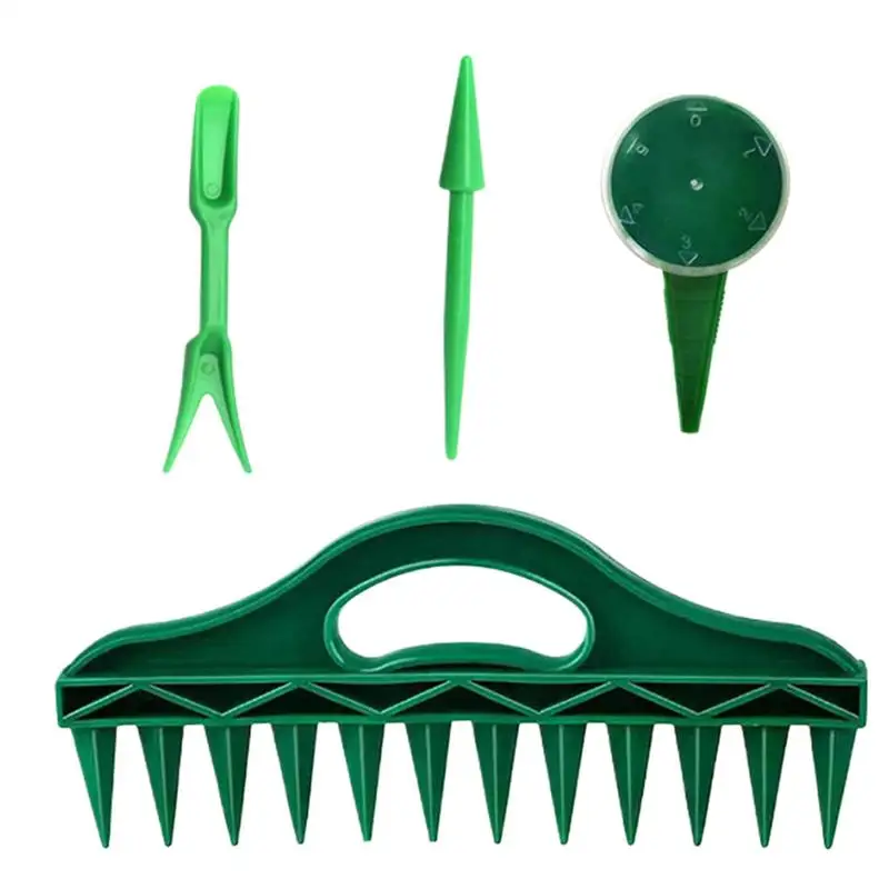 Seeder Planter Tool Soil Digger Planter Adjustable 4 Pieces Seeding Puncher 12 Holes Seedlings Dibber Handheld Planter Tool