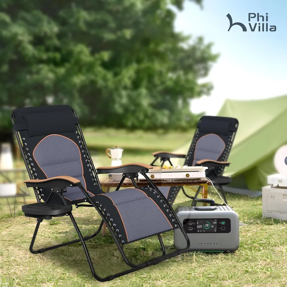 

XXL Oversized Padded Zero Gravity Chair, Foldable Patio Recliner, 30" Wide Seat Anti Gravity Lounger Support 400 LBS (Black)