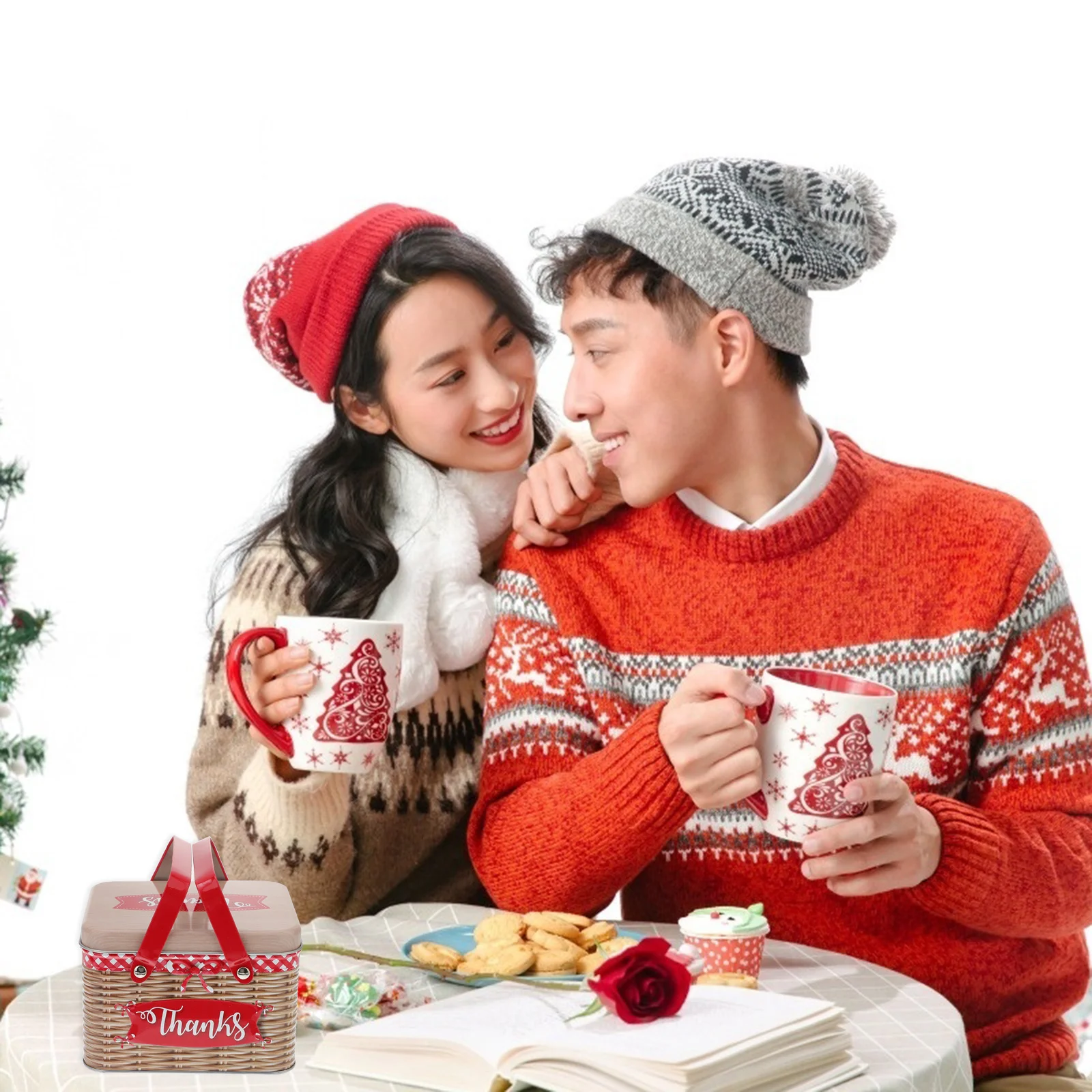 

Alipis 1pc Portable Snack Jar with Lid Red Tinplate Container for Macarons Cookies Candy Popcorn Treats Chips Non Bio Capsules