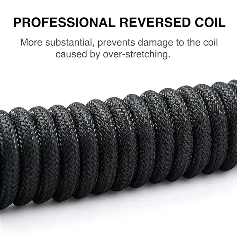 X64A-Premium Coiled USB C Cable For Gaming Keyboard
