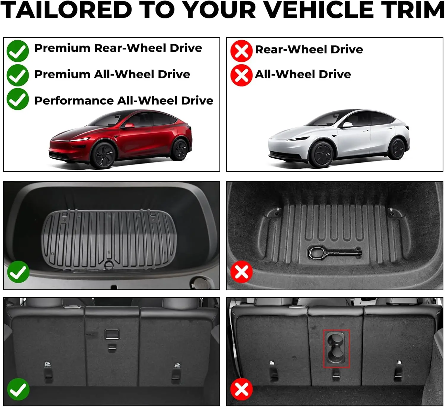 Car Floor Mats For 2026 2025 New Tesla Model Y Juniper All Weather TPE Floor Mat Cargo Liner Rear Trunk Mat Frunk Backrest Mats