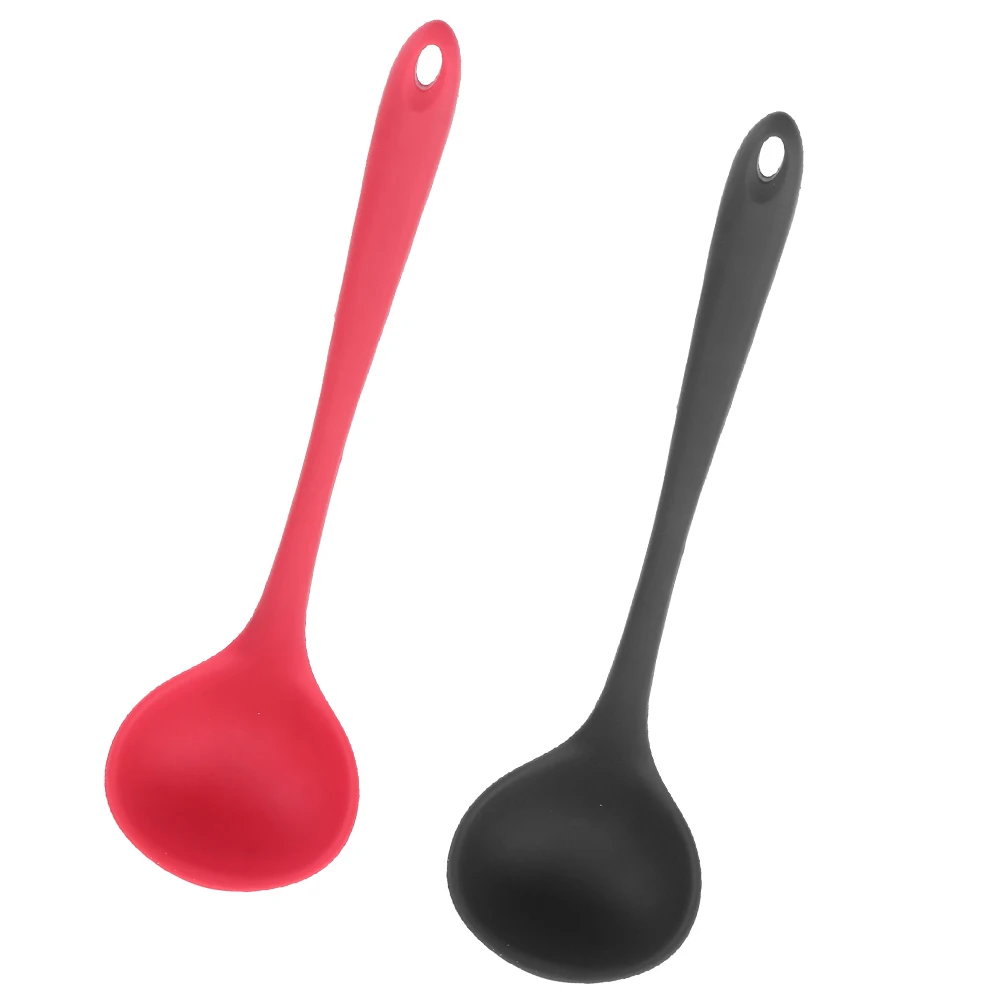 

2pcs Silicone Soup Spoon Kitchen Gadgets Smooth Surface Comfortable Clean Household Ladle Rice Spoons Porridge Scoops