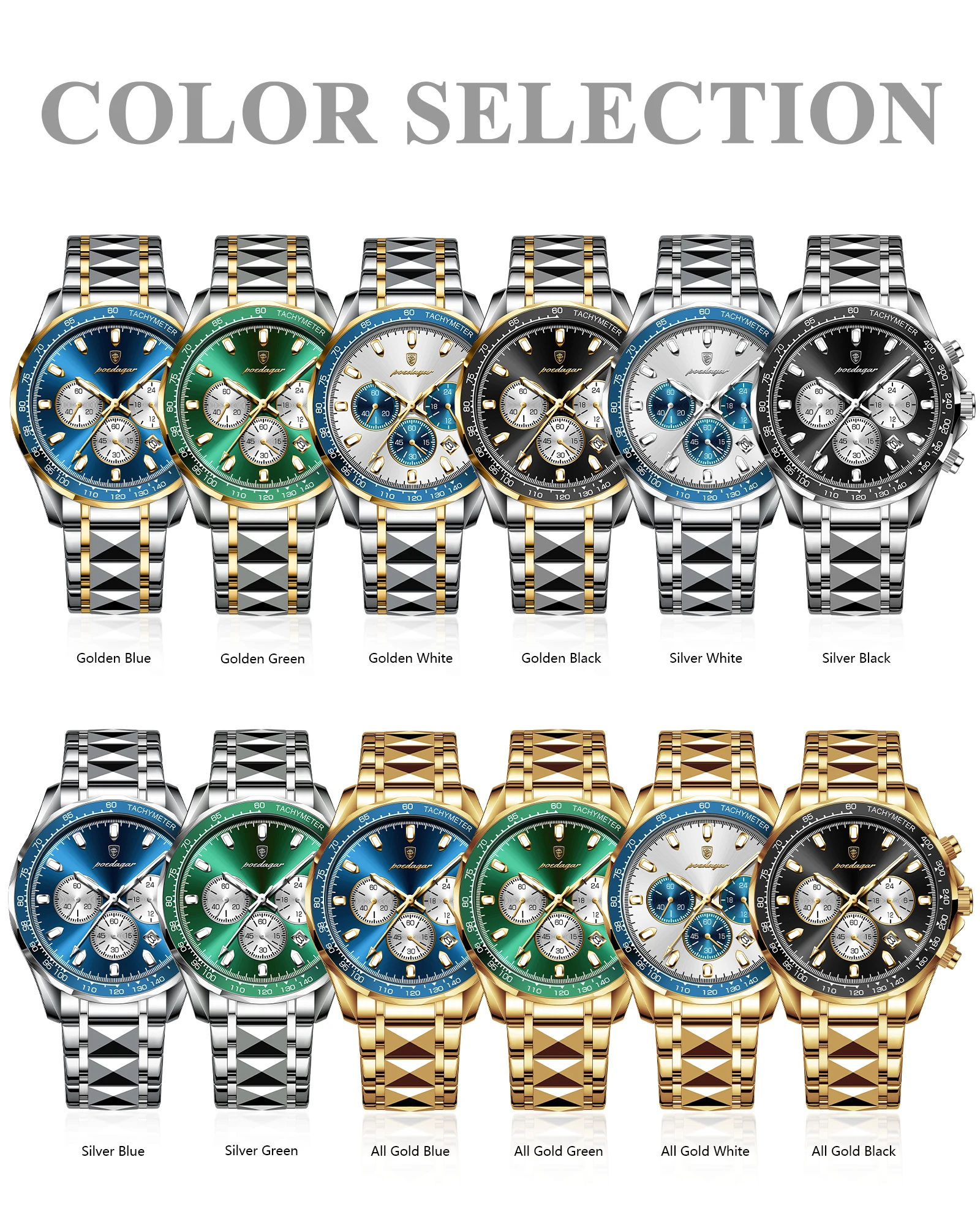 POEDAGAR Luxus Marke Männer Uhr Wasserdicht Leucht Edelstahl herren Uhren Chronograph Datum Quarz Business Uhr Für Mann – Detail 10