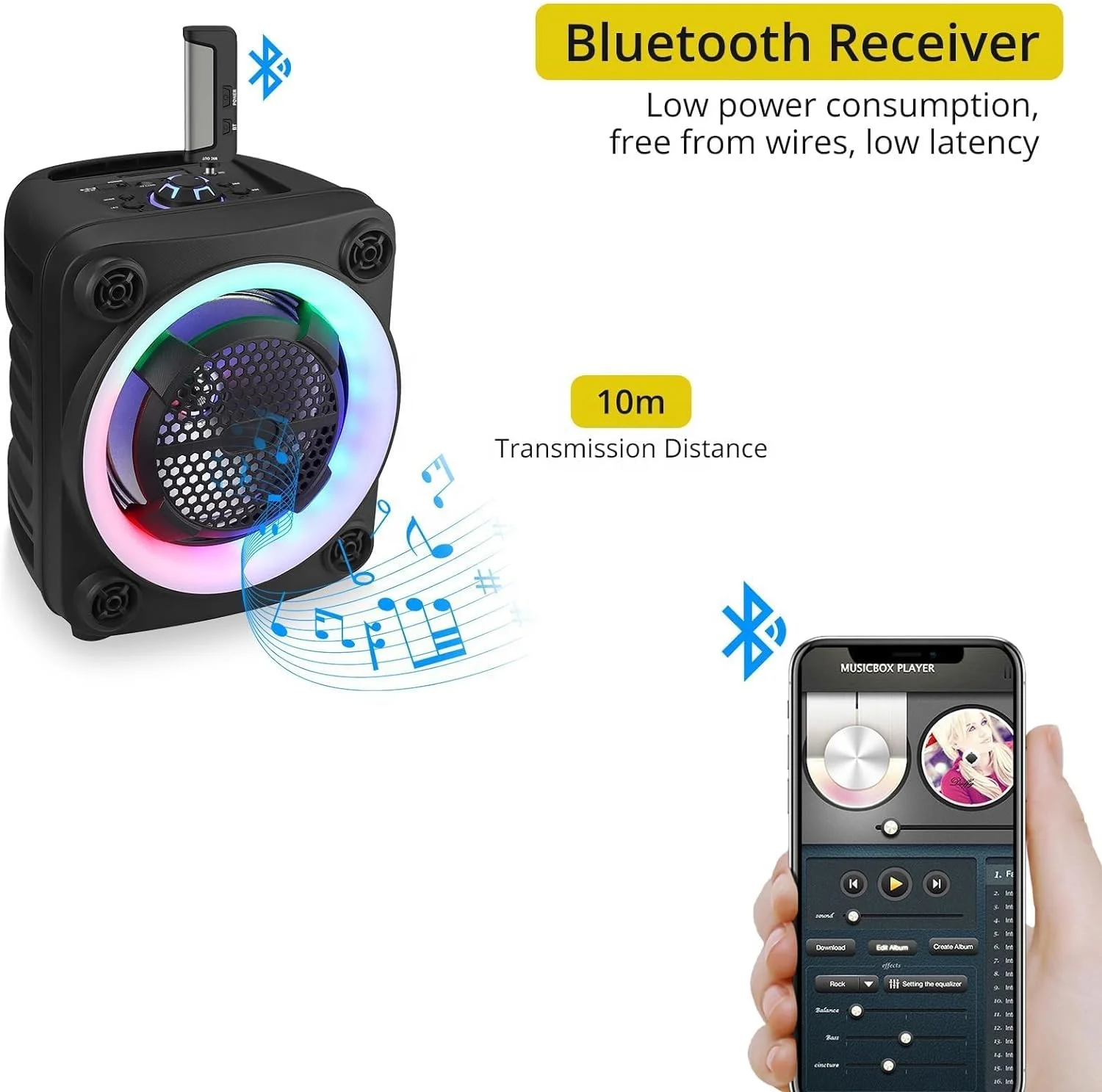 Sistem Mikrofon Karaoke Dinamis Genggam Ganda UHF Isi Ulang Nirkabel dengan Kontrol Treble Bass