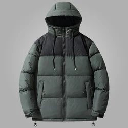 Parkas com capuz monocromático masculino e feminino, casaco acolchoado, jaqueta casual, solta, grossa, quente, casacos para casal, inverno, novo, 4XL, 2022