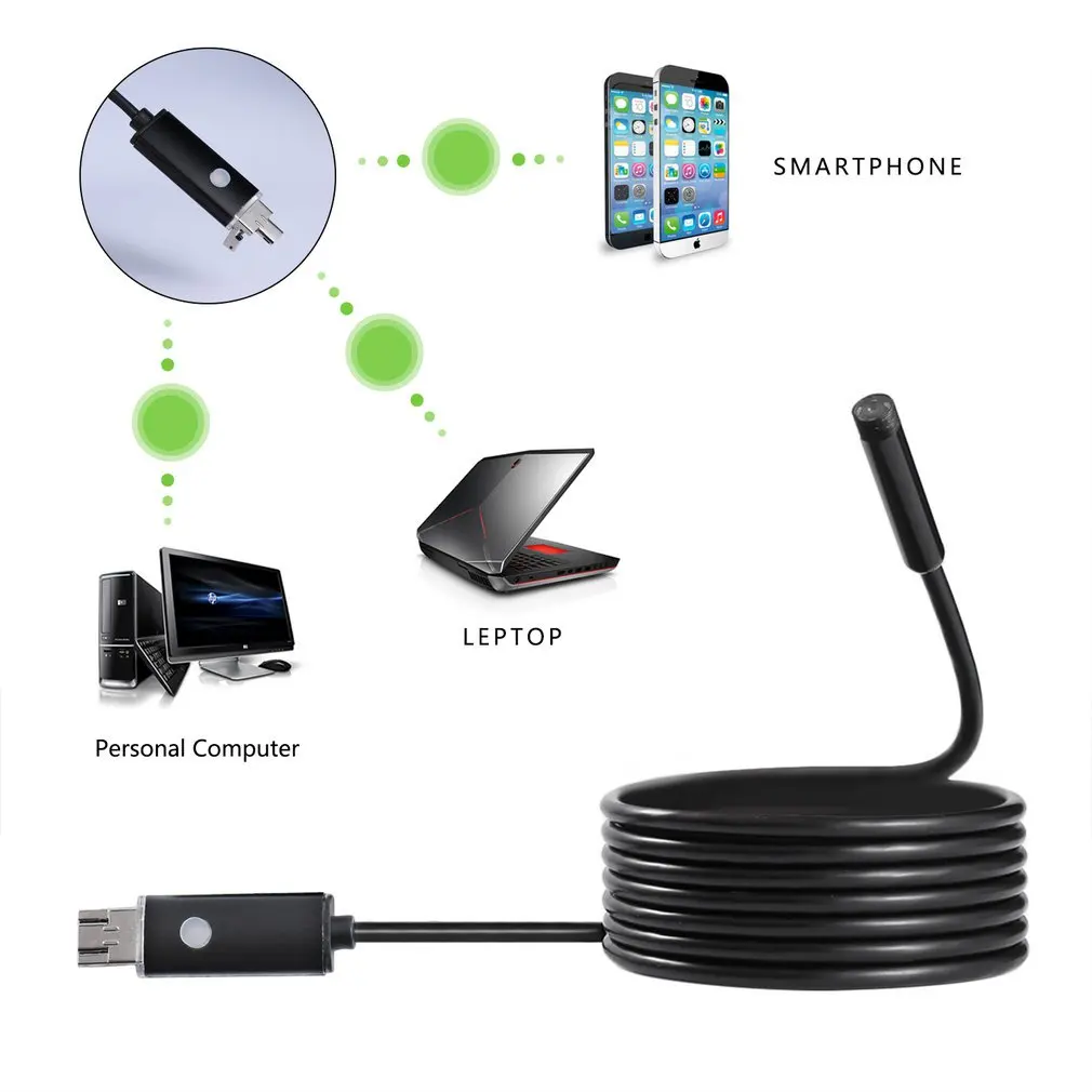 2M USB Endoscope Camera OTG Android Phone 5.5mm Inspection Borescope Camera IP67 Waterproof with 6 LED Lights For Mobile Phone