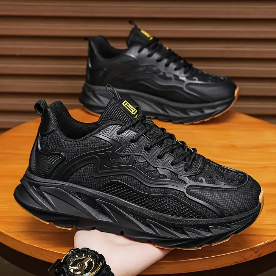 

Black Warrior Men's Shoes New Style Four Seasons Popcorn Platform Sole Dad Shoes Youth Versatile Running Sports and Casual Shoe