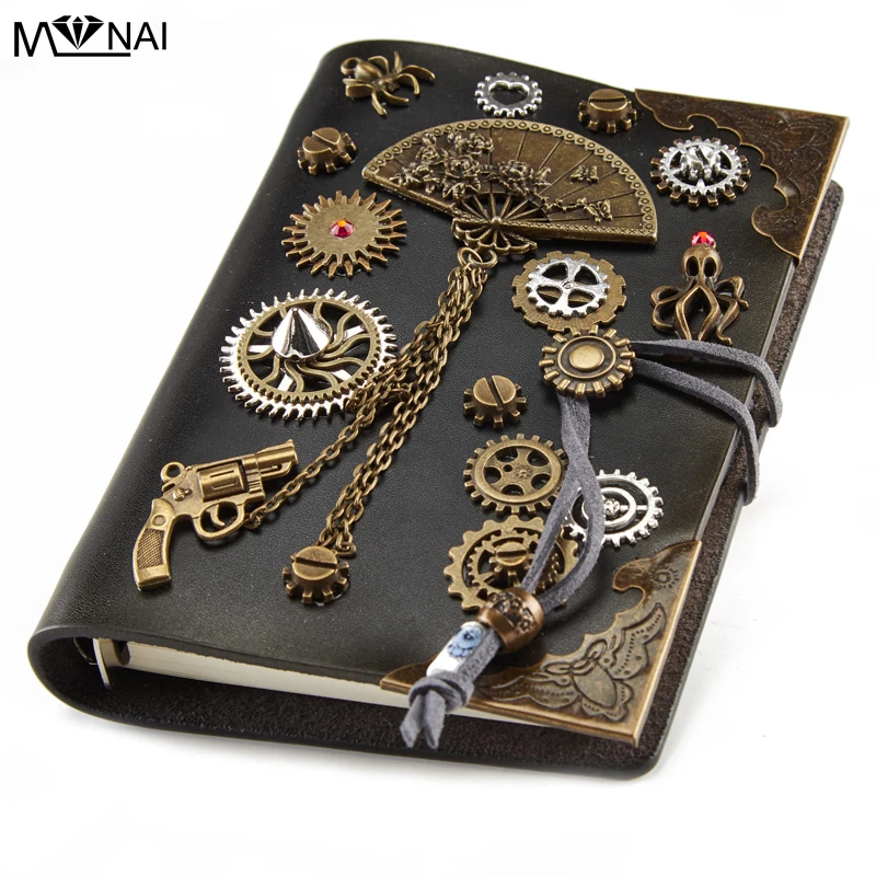 Handmade Steampunk Notebook Gothic Gears Journal Notebook Fashion Vintage Travel Diary Leather Note Book