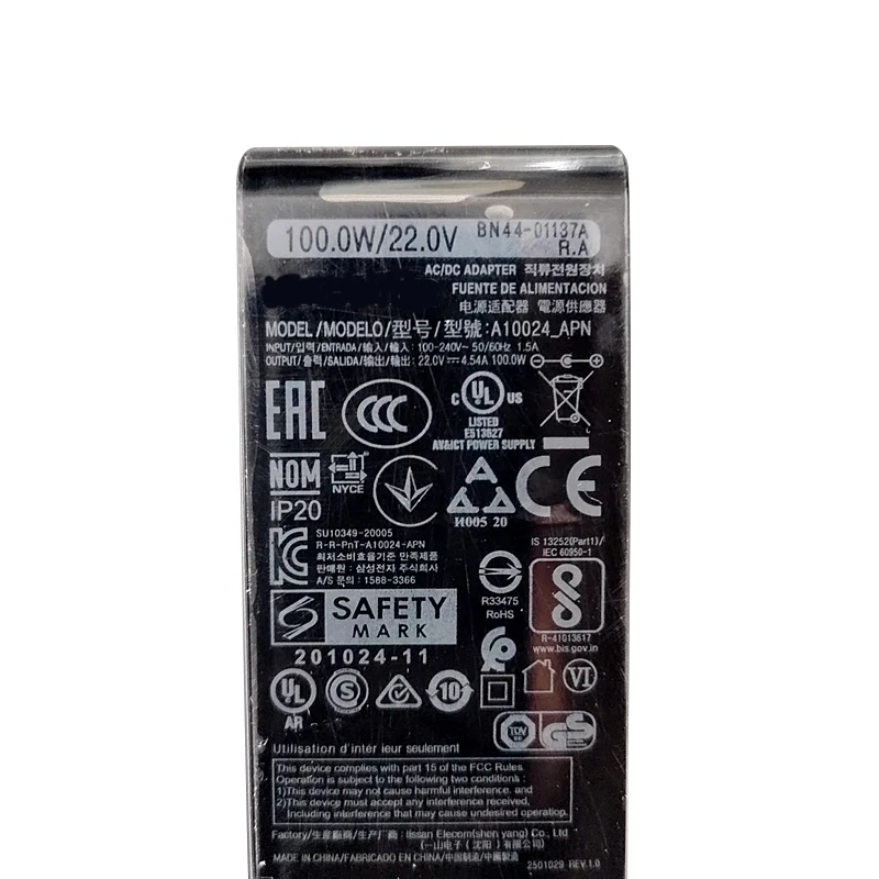 Original A10024_EPN 22V 4.54A 100W AC Adapter Charger For SAMSUNG LS34E790 S34E790C C27G75TQSC Monitor Power Supply A10024S_EPN