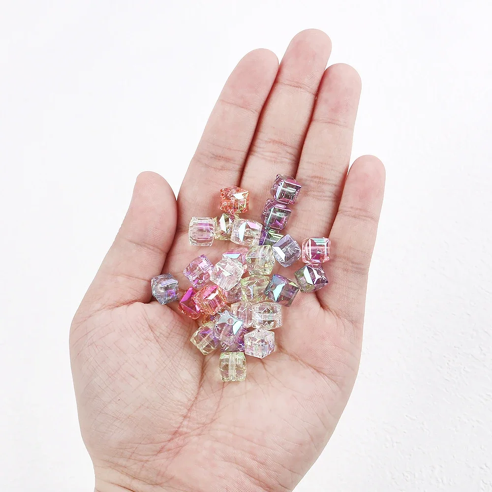 

20pcs Bling Colorful 8mm Square Imitation Glass Acrylic Beads Spacer Loose Beads For Jewelry Making DIY Bracelets Accessories