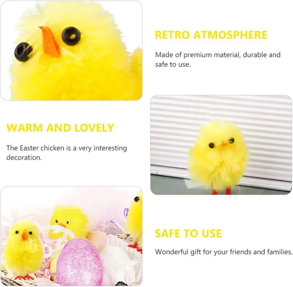 Easter Chick Plush Mini Yellow Chicken Simulation Animal Cute DIY Party Decoration Gift for Kids Children Desktop Ornament - view 2