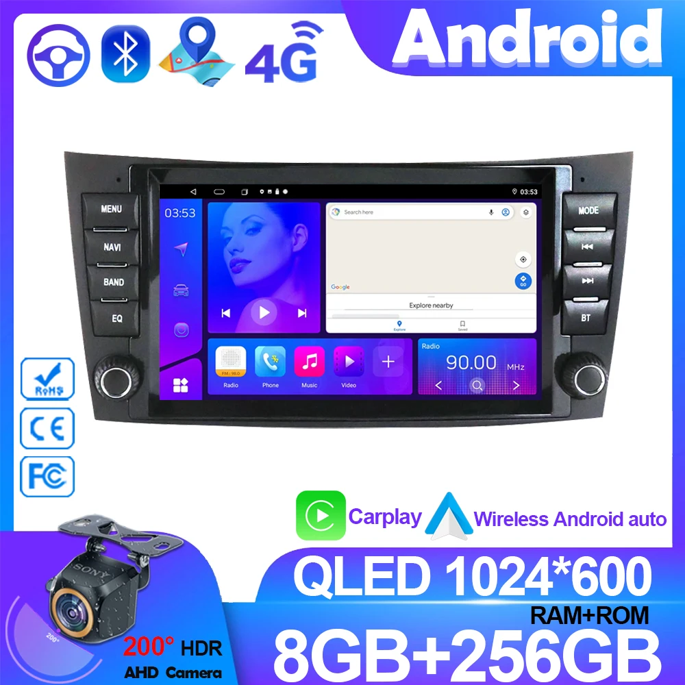 

Автомобильный радиоприемник AI Carplay Android для Benz E-Class W211 2002-2009 CLS-CLK-G-Class W463 W209 W219 Мультимедийный плеер GPS Navi 7862