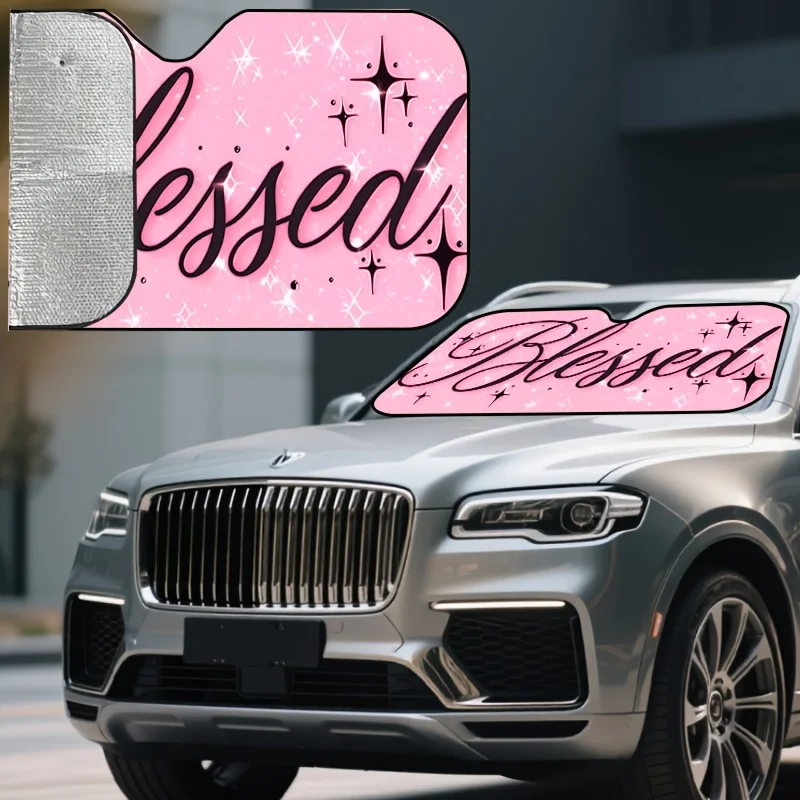Elegant Pink Car Sunshade With A Sparkling Design, Ideal For Protecting Your Vehicle'S Interior, Shields Against UV Rays And Hea