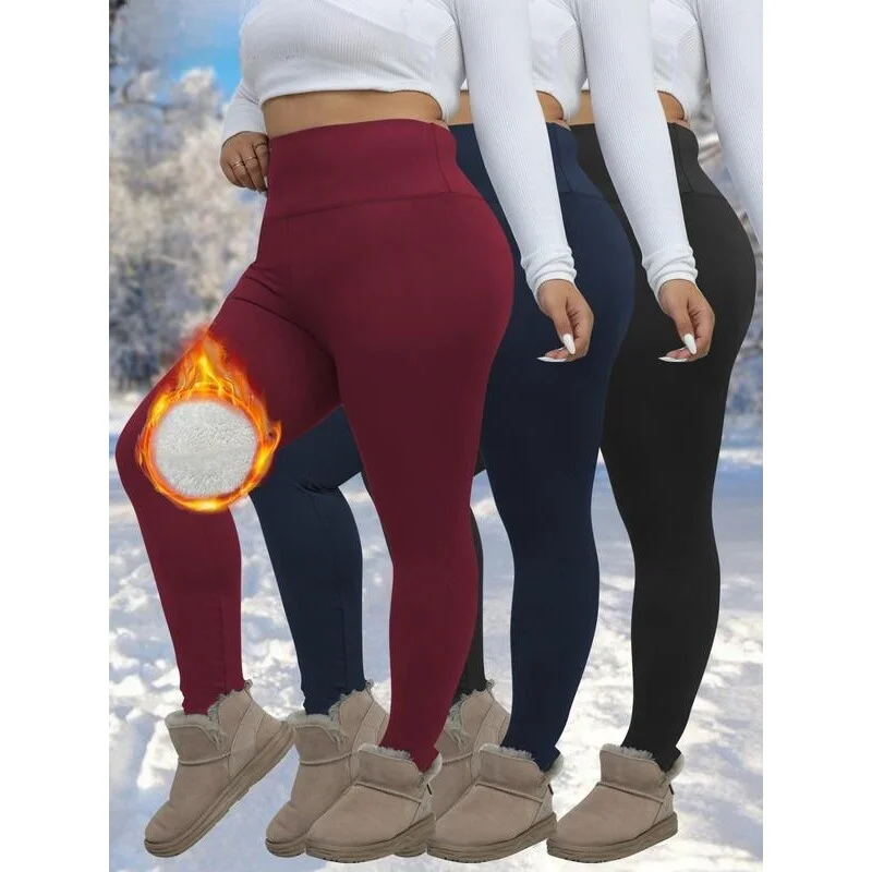 

High Waist Fleece Lined Leggings Women's Comfortable Breathable Stretchy Neutral Pants for All Seasons Fashionable Trousers