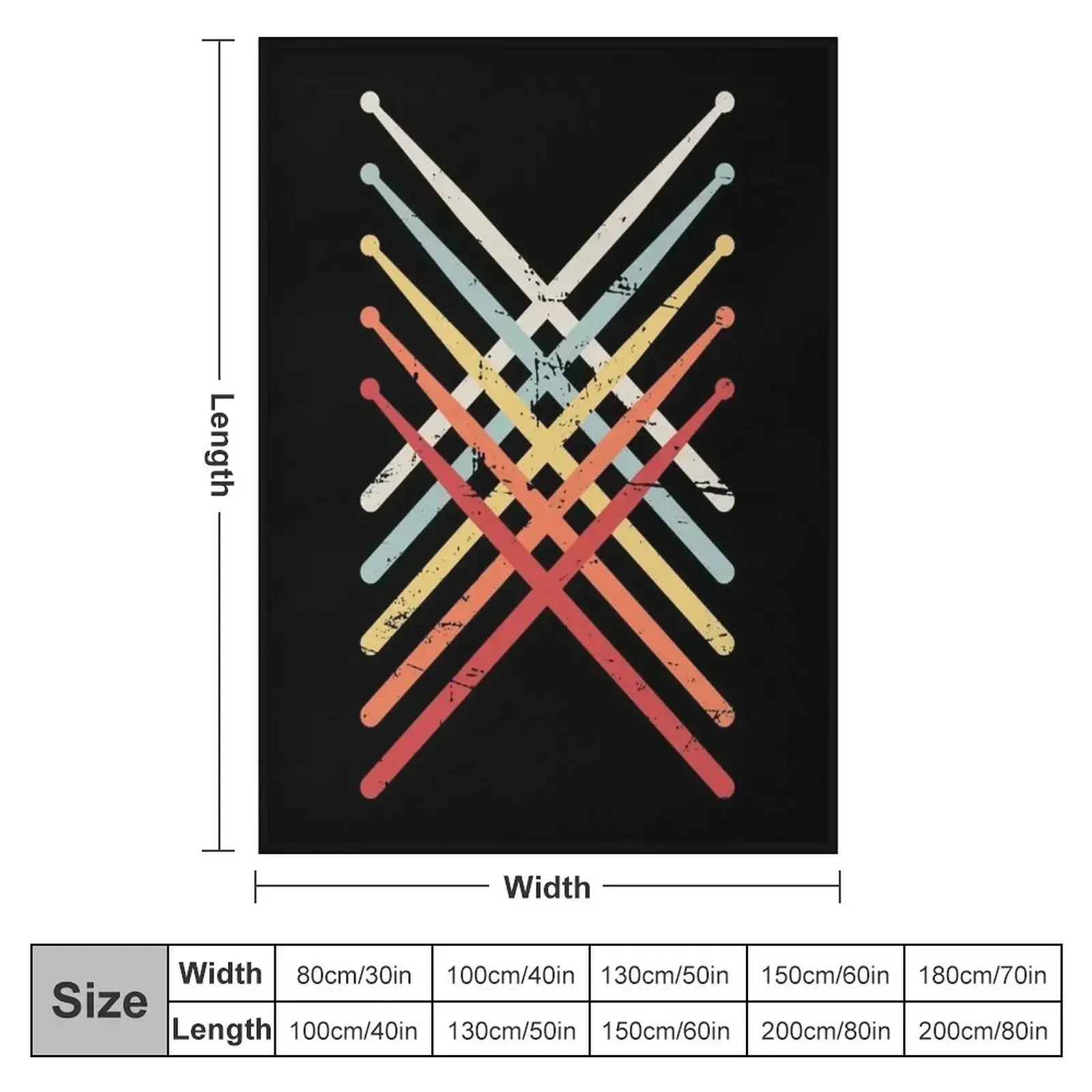 Retro Vintage Drumsticks Design For Drummers Throw Blanket