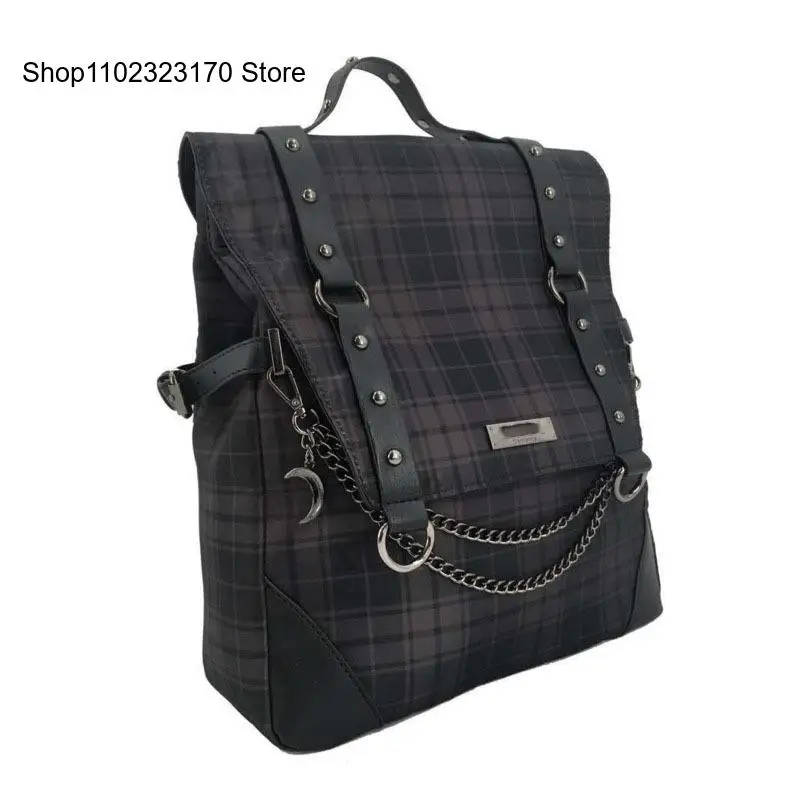 Girls Bagpack Women Plaid Gothic Punk Rock Backpack Techwear Goth Gothic Sac A Dos Mochilas School Bags for Teenage