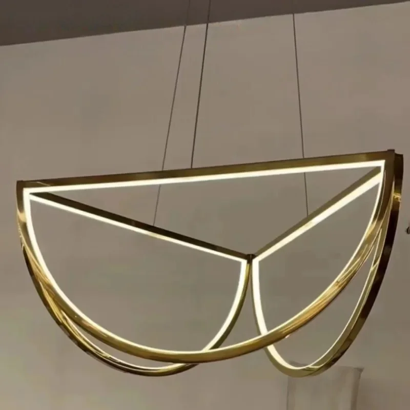 

Designer's Modern Minimalist Semi-circular LED Pendant Light Model Room Art Hanging Lamp Hotel Living Room Decoration Lighting