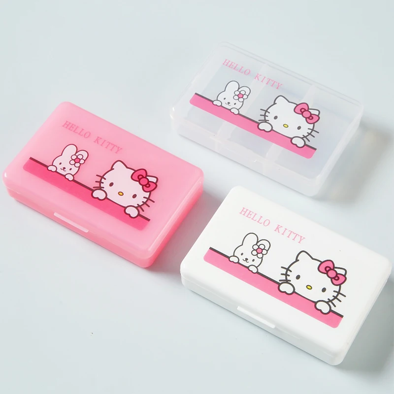 Cartoon Mini Portable Pill Box Kawaii Triple Grid KT Cat Storage Box Travel Portable Medicine Box Dispensing Medical Kit Gifts