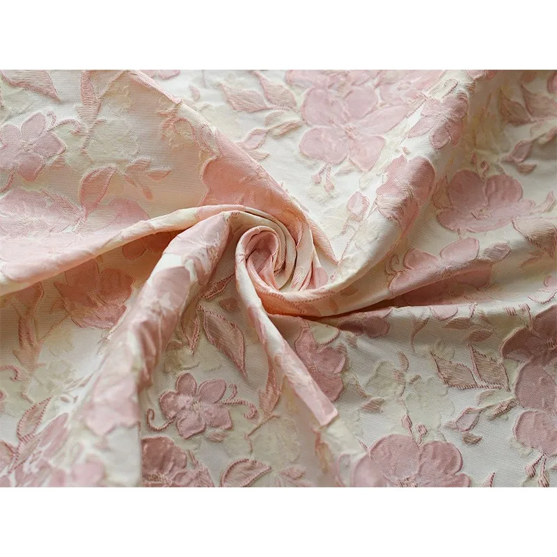 Embossed satin jacquard fabric women's large flower dress skirt shoe