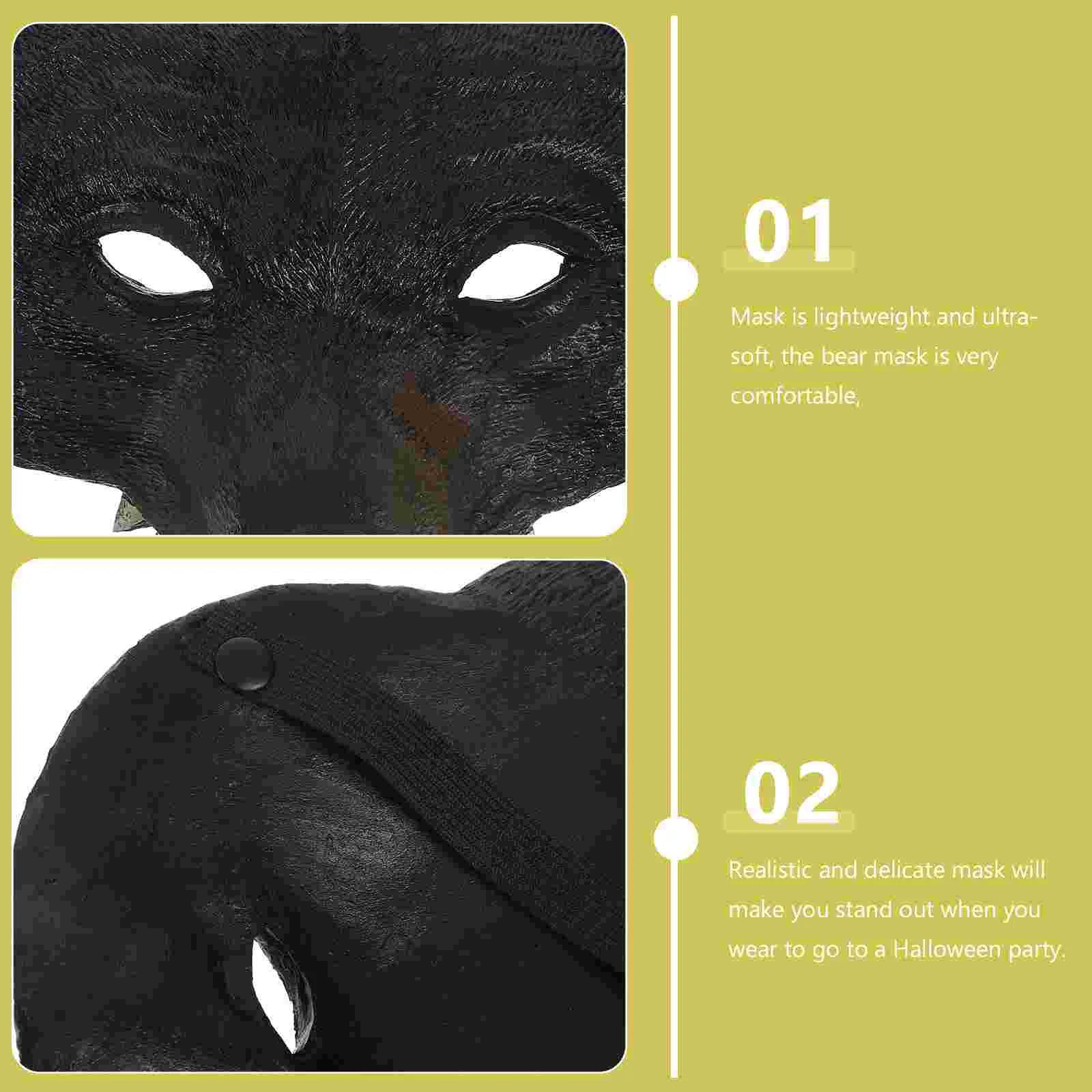 Halloween Black Bear Mask Man Adult Bunny Costume Masquerade Bulk Pu Mini Masks