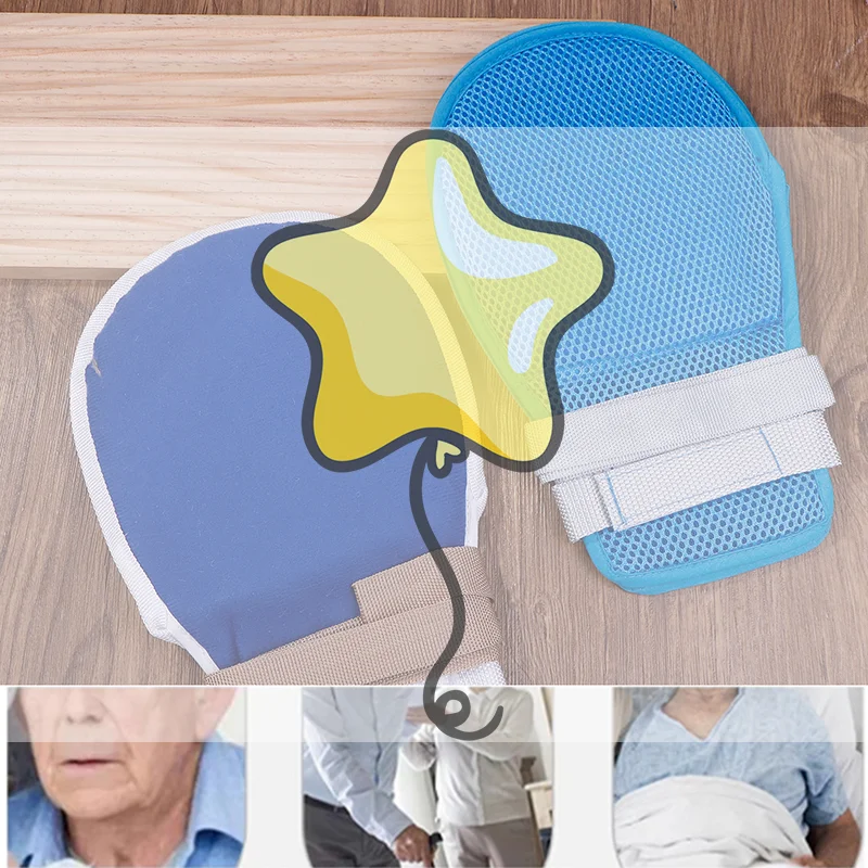 1 قطعة قفاز ضبط النفس الطبية انفصال طريح الفراش المريض مكافحة سقوط اليد رقييد حامي المسنين المضادة للخدش قفاز ثابت #1