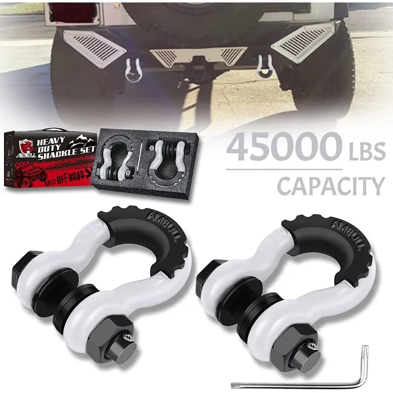 4.75T Anti-Theft Recovery Shackle, Heavy Duty 3/4 Inch D Ring Tow Shackle for Off Road Jeep SUV Truck Winch Recovery