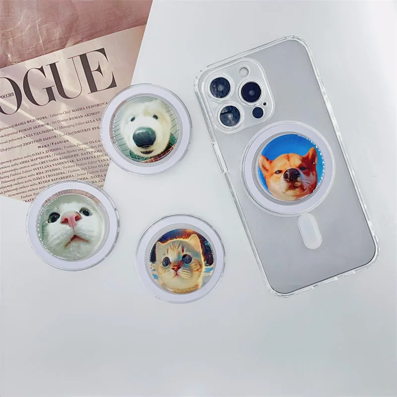 

Корейский Симпатичный 3D мультяшный Кот Щенок магнитный держатель зажим для телефона Подставка держатель для iPhone для планшета Magsafe Smart Tok