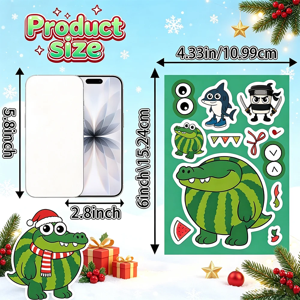 Christmas Advent Calendar Sticker Box 24 Sheets Brainrot Mix & Match Make a Face Sticker Kids Creative Craft Xmas Countdown Gift