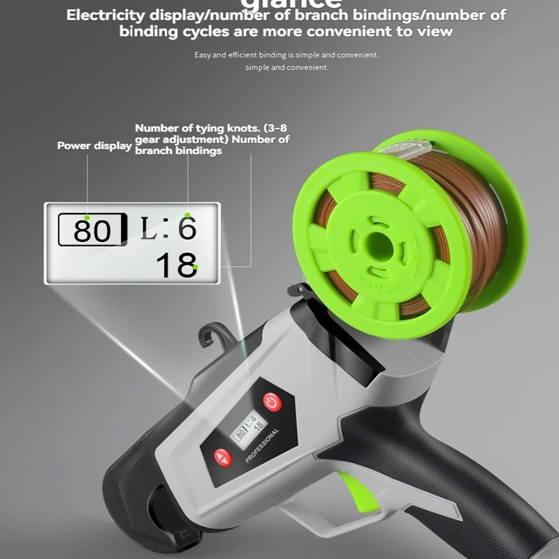 

16.8V Electric Cordless Branch Binding Machine Automatic Grape Vine Knotter Garden Vegetable Plants Stem Tying Tool