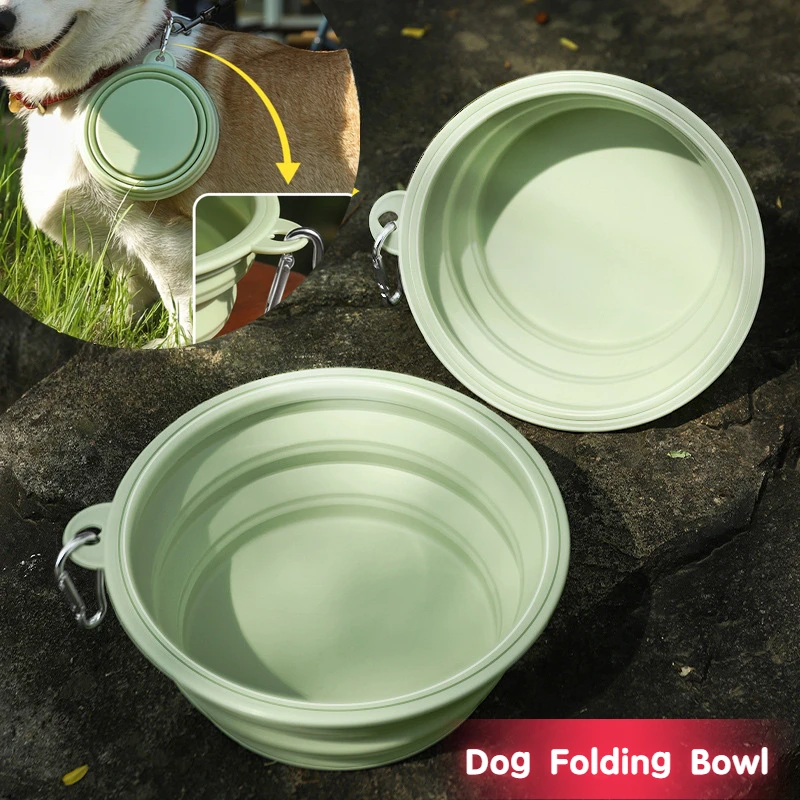 Pet Dog Folding Bowl Silicone Dogs Dish Outdoor Travel Cat Food Water Container Feeding Tray Bowl Portable Dog Feeders