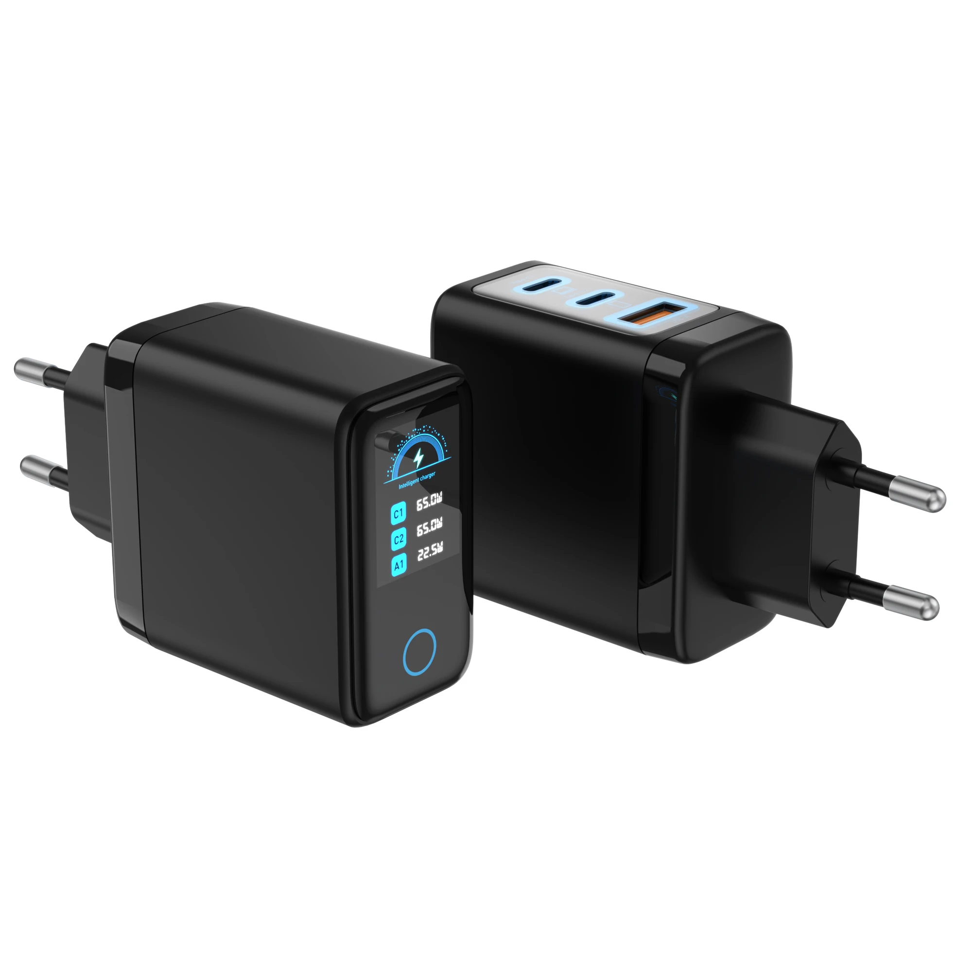 Cargador GaN de 67W con Pantalla Inteligente, PD 3.0, Tipo C, 3 Puertos USB, Cargador de Pared para iPhone 17, 16, 15 Pro Max, Carga Rápida para Laptop, Cargador de 65W